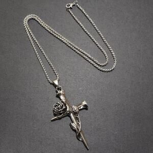 Crucifix Cross Necklace Rose Thorns Nails Catholic Christian Valentines Gift NEW